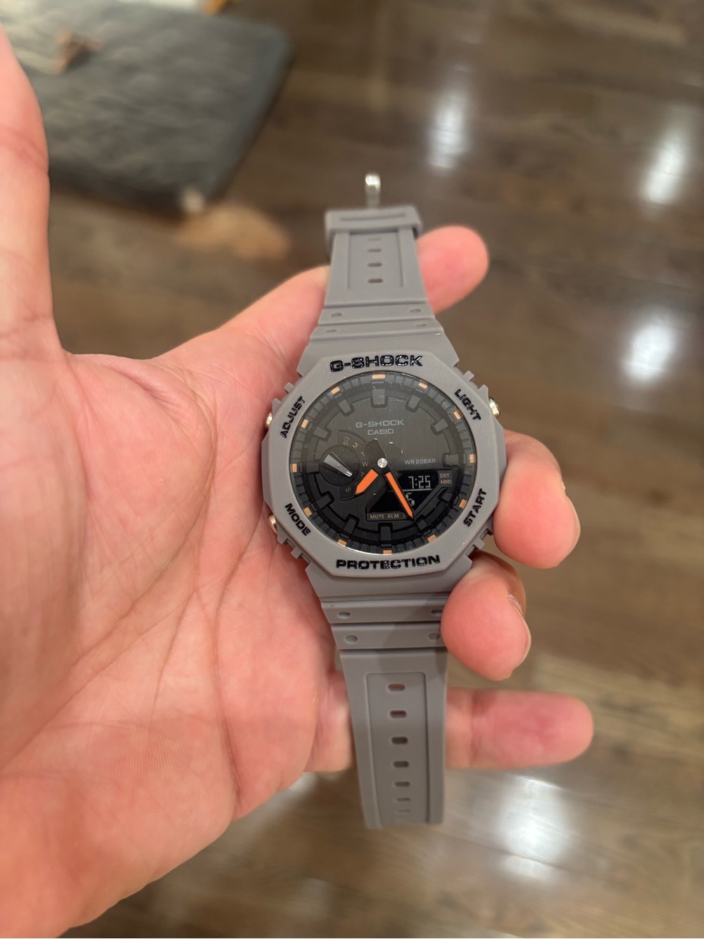 G-Shock Gray Resin Analog-Digital Watch with Orange Accents